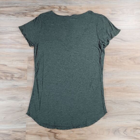 🐞Full Tilt Olive Rayon Scoop Neck Short Sleeve Blouse Large - Picture 2 of 11